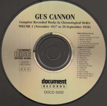 CD Gus Cannon: Complete Recorded Works In Chronological Order: Volume 1 (November 1927 To 20 September 1928)