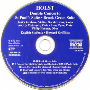 CD Gustav Holst: Double Concerto