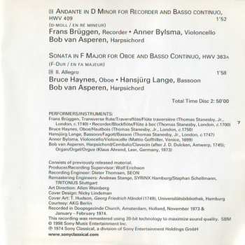 2CD Georg Friedrich Händel: The Complete Wind Sonatas
