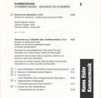 CD Hanns Eisler: Kammermusik = Chamber Music