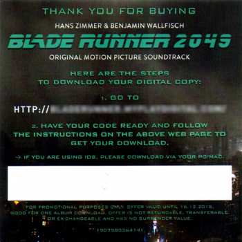 2LP Hans Zimmer: Blade Runner 2049 (Original Motion Picture Soundtrack)