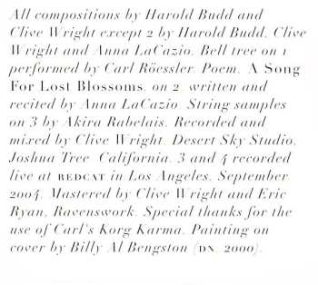 CD Harold Budd & Clive Wright: A Song For Lost Blossoms