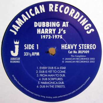 LP Harry J: Dubbing At Harry J's 1972 - 1975
