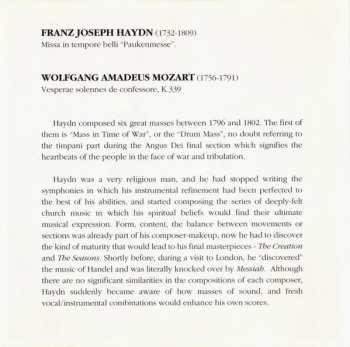 CD Wolfgang Amadeus Mozart: Mass In Time Of War / Vesperae Solennes De Confessore