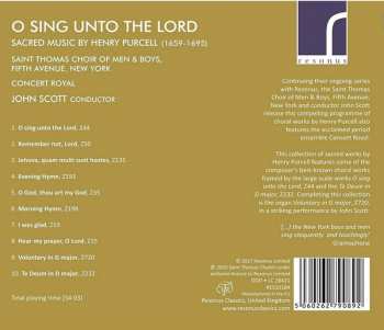 CD Henry Purcell: O Sing Unto The Lord - Sacred Music By Henry Purcell