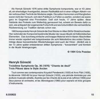 CD Henryk Górecki: Symphony No. 3 (Symphony Of Sorrowful Songs) / 3 Olden Style Pieces
