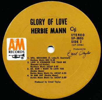 LP Herbie Mann: Glory Of Love