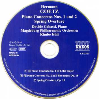 CD Hermann Goetz: Piano Concertos Nos. 1 And 2