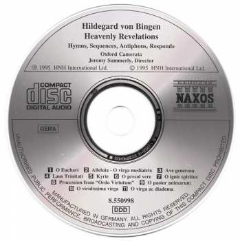 CD Hildegard Von Bingen: Heavenly Revelations: Hymns, Sequences, Antiphons, Responds