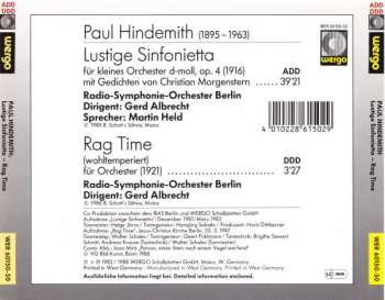 CD Paul Hindemith: Lustige Sinfonietta (Gedichte Von Christian Morgenstern), Rag Time