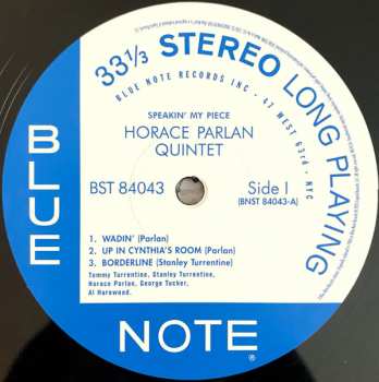 LP Horace Parlan Quintet: Speakin' My Piece