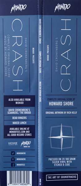 2LP Howard Shore: David Cronenberg's Crash (Complete Original Score) CLR