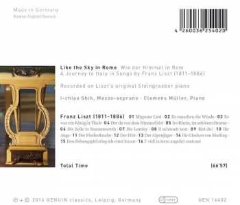 CD Clemens Müller: Like The Sky In Rome = Wie Der Himmel In Rom (A Journey To Italy In Songs By Franz Liszt)