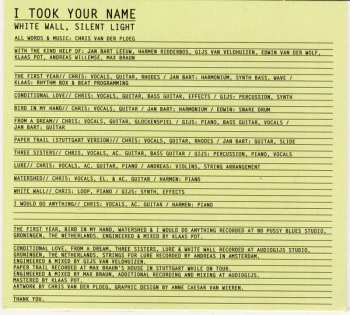 CD I Took Your Name: White Wall, Silent Light