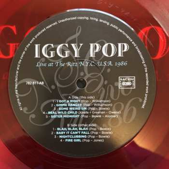 2LP Iggy Pop: Live Ritz N.Y.C. 86 LTD | CLR