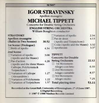 CD Igor Stravinsky: Stravinsky: Apollon Musagete / Tippett: Concerto For Double String Orchestra