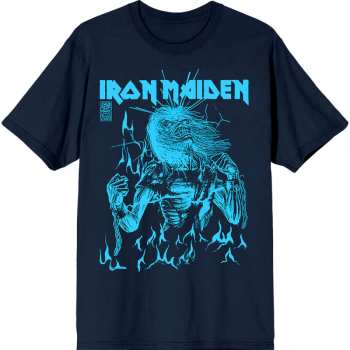 Merce Iron Maiden: Iron Maiden Unisex T-shirt: 50 Life After Death Flames Blue (navy Blue) (small) S