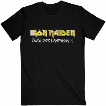Merce Iron Maiden: Iron Maiden Unisex T-shirt: Beast Over Hammersmith Eddie & Devil (back Print) (small) S