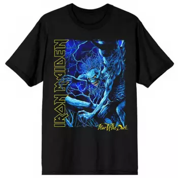 Maglietta Fear Of The Dark Blue Tone Eddie Vertical Logo Iron Maiden