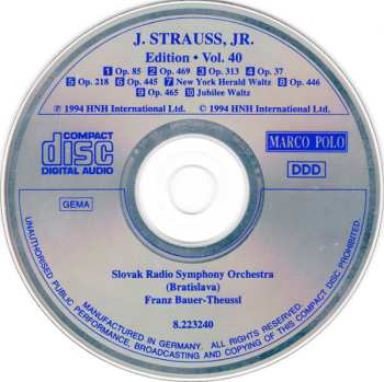 CD Slovak Radio Symphony Orchestra: J. Strauss, Jr.:  Edition • Vol. 40