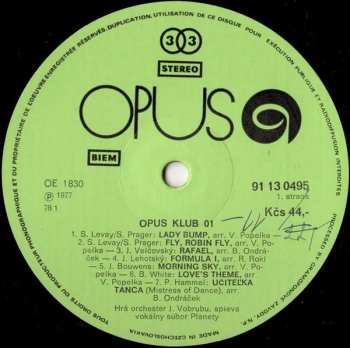 LP Orchestr Josefa Vobruby: Opus Club 01