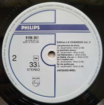 LP Jacques Brel: Edition La Chanson Vol. II