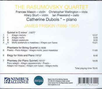 CD James Friskin: James Friskin - The Rasumovsky Quartet, Catherine Dubois, Piano