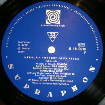 LP Jan Pivec: Herecký Portrét J. Pivce