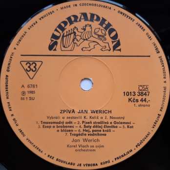 LP Jan Werich: Zpívá Jan Werich