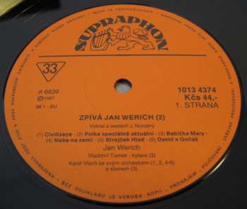LP Jan Werich: Zpívá Jan Werich 2 (88 1)