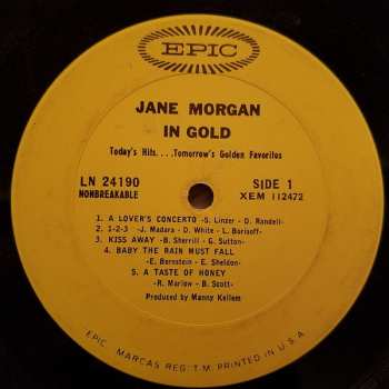 LP Jane Morgan: Jane Morgan In Gold Today's Hits...Tomorrow's Golden Favorites