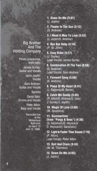 CD Big Brother & The Holding Company: Live At Winterland '68