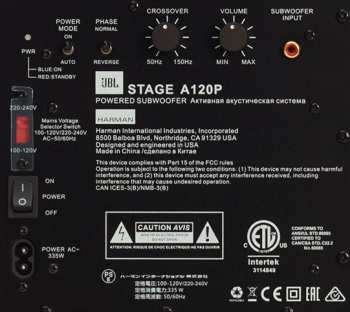 Audiotechnica JBL STAGE A120P - Aktivní subwoofer, 250 W RMS 12" - černý