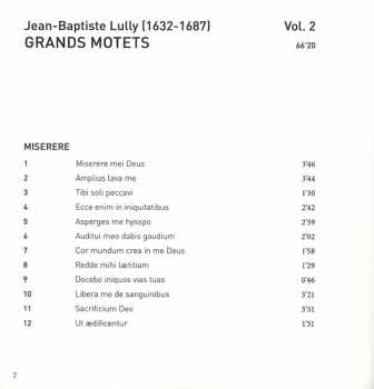 CD Jean-Baptiste Lully: Miserere · Quare Fremuerunt Gentes · Jubilate Deo (Grand Motets - Vol. 2)