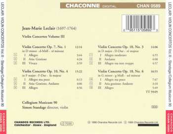 CD Simon Standage: Violin Concertos Vol. III: Op 7 No. 1 & Op 10 Nos. 3, 4 & 6