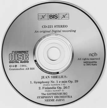 CD Göteborgs Symfoniker: Symphony Nr. 1 E Minor Op. 39 / Finlandia Op. 26:7