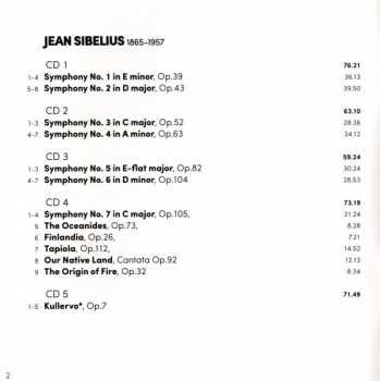 5CD Jean Sibelius: Symphonies  1-7 / Finlandia / The Oceanides / Tapiola / Kullervo