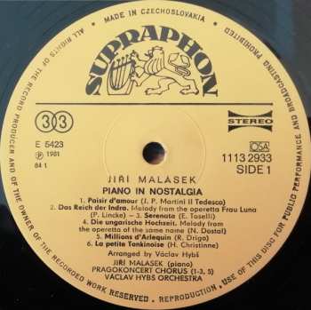 LP Václav Hybš Orchestra: Nostalgický Klavír / Piano In Nostalgia CLR