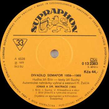3LP Jiří Suchý & Jiří Šlitr: Divadlo Semafor 1959 - 1969 (1-3)