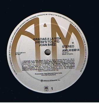 LP Joan Baez: Gracias A La Vida / Here's To Life