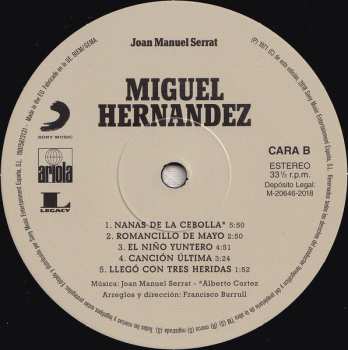 LP Joan Manuel Serrat: Miguel Hernandez