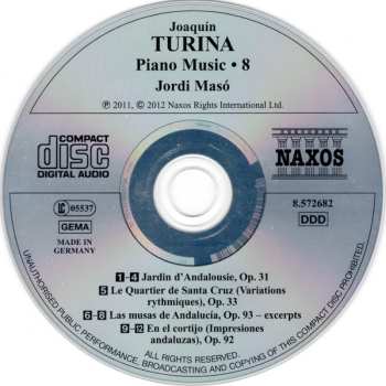 CD Joaquin Turina: Jardins D'Andalousie (Piano Music • 8)