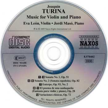 CD Joaquin Turina: Music For Violin And Piano