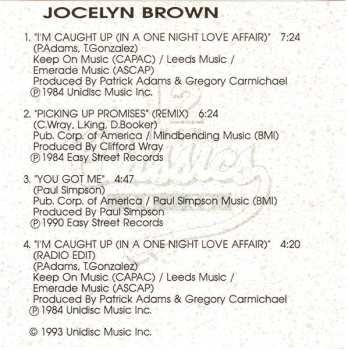 CD Jocelyn Brown: I'm Caught Up (In A One Night Love Affair) / Picking Up Promises (Remix) / You Got Me