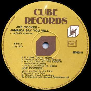 LP Joe Cocker: Jamaica Say You Will