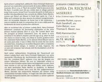 CD Johann Christian Bach: Missa Da Requiem