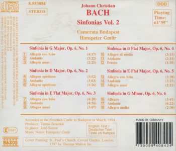 CD Johann Christian Bach: Sinfonias Vol. 2 - Sinfonias, Op. 6, Nos. 1 - 6