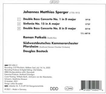 CD Roman Patkoló: Double Bass Concertos 1 & 8 / Sinfonia No. 15