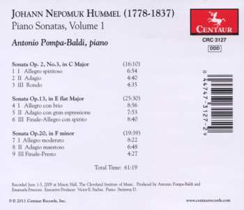CD Johann Nepomuk Hummel: Piano Sonatas, Volume 1