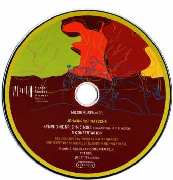 CD Johann Rufinatscha: Symphonie Nr. 3 in c-Moll, 3 Konzertarien